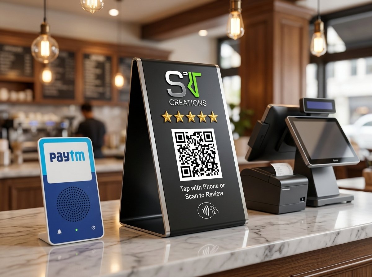 UPI Billing Counter Stand with SRIT Creations Official Logo